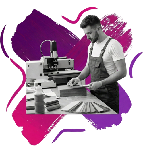 Mężczyzna przy maszynie drukującej podczas pracy